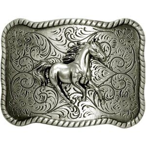 Men's Silver Nice Horse Running Design Western Cowboy Rectangle Belt Buckles